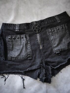 Plus Size 3X Gothic Black Shorts High Rise Grunge Alt Festival